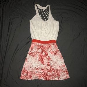 HALTER SUNDRESS WITH PATTERNED SKIRT